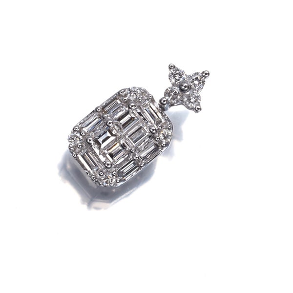 ダイヤ 0.35ct バゲット 2種カット  ペンダントトップ K18WG 