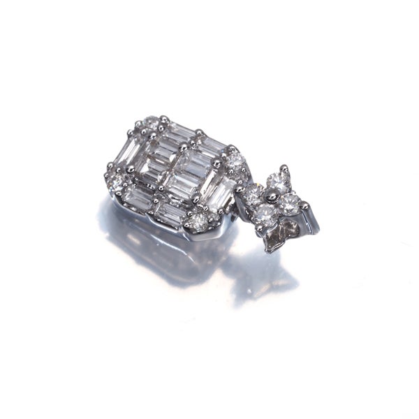 ダイヤ 0.35ct バゲット 2種カット  ペンダントトップ K18WG 