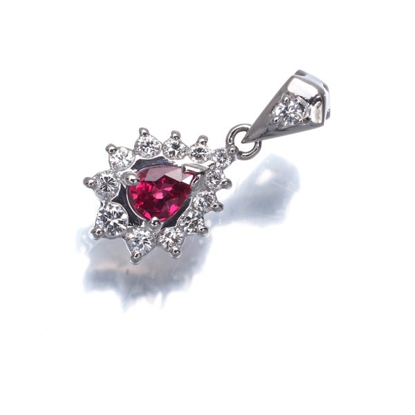 ルビー 0.30ct  ダイヤ 0.26ct ペアシェイプ ティアドロップ ペンダントトップ Pt900 
