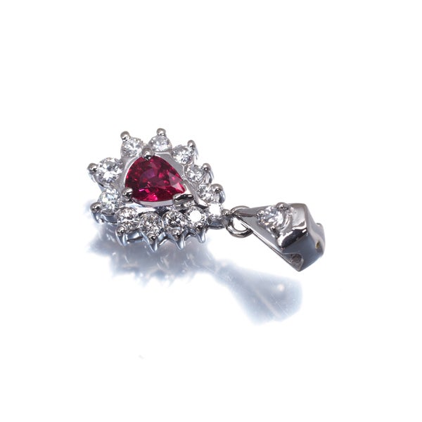 ルビー 0.30ct  ダイヤ 0.26ct ペアシェイプ ティアドロップ ペンダントトップ Pt900 