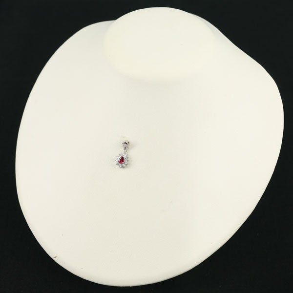ルビー 0.30ct  ダイヤ 0.26ct ペアシェイプ ティアドロップ ペンダントトップ Pt900 