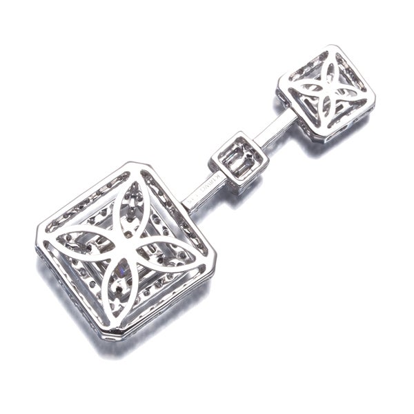 ダイヤ 1.15ct バゲット 2種カット スクエア クラシック ペンダントトップ K18WG 