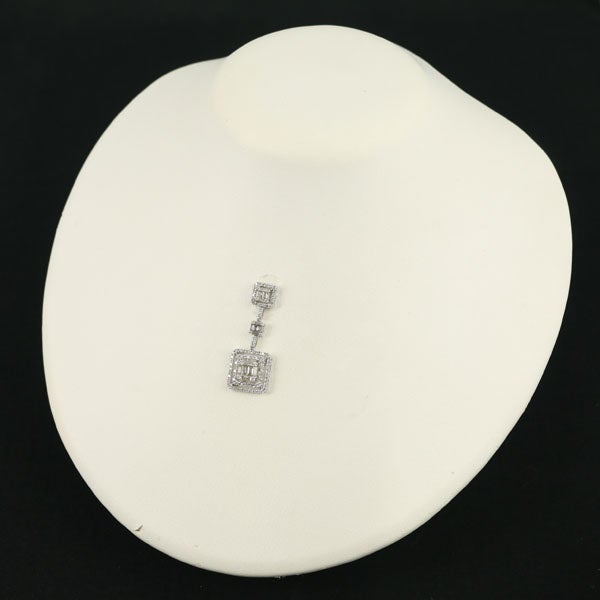 ダイヤ 1.15ct バゲット 2種カット スクエア クラシック ペンダントトップ K18WG 