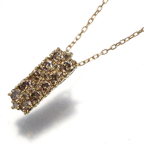 ブラウンダイヤ 0.70ct パヴェ  ネックレス K18YG/PG 