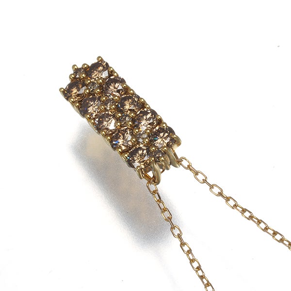 ブラウンダイヤ 0.70ct パヴェ  ネックレス K18YG/PG 