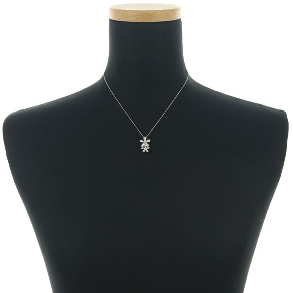 ダイヤ 0.25ct フラワー テーパーカット  ネックレス K18WG 