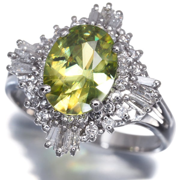 スフェーン 2.004ct  ダイヤ 0.45ct テーパーカット 2種カット リング Pt900 ソーティング