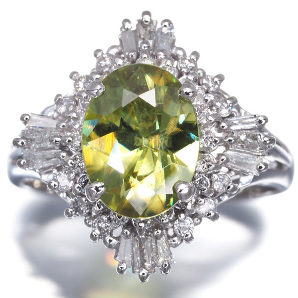 スフェーン 2.004ct  ダイヤ 0.45ct テーパーカット 2種カット リング Pt900 ソーティング