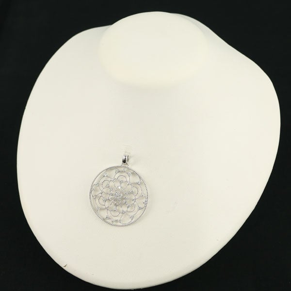 ダイヤ 1.55ct ミルグレイン 透かし  ペンダントトップ K18WG 