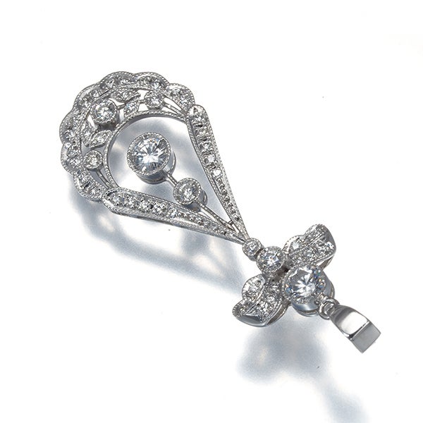 ダイヤ 0.46ct/0.38ct 揺れる ミルグレイン  ペンダントトップ Pt900 