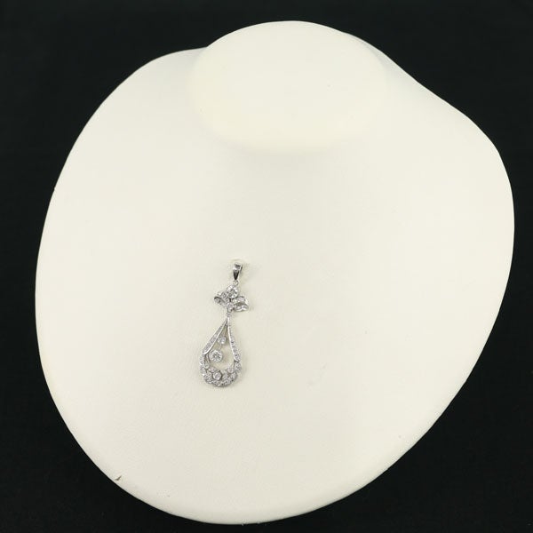 ダイヤ 0.46ct/0.38ct 揺れる ミルグレイン  ペンダントトップ Pt900 
