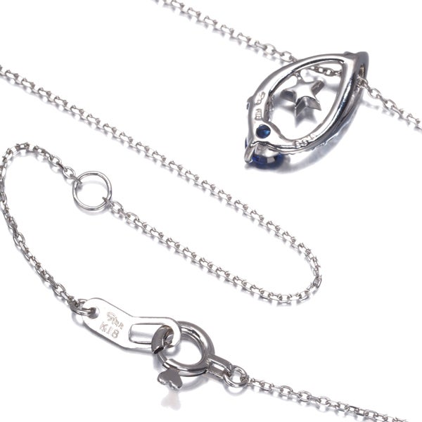 スタージュエリー ネックレス サファイア  ダイヤ 0.09ct  スター K18WG 