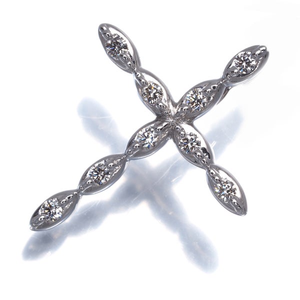 タサキ ペンダントトップ ダイヤ 0.15ct  クロス K18WG 
