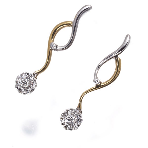 ダイヤ 0.14ct/0.14ct フラワー 揺れる  ピアス K18YG/WG 