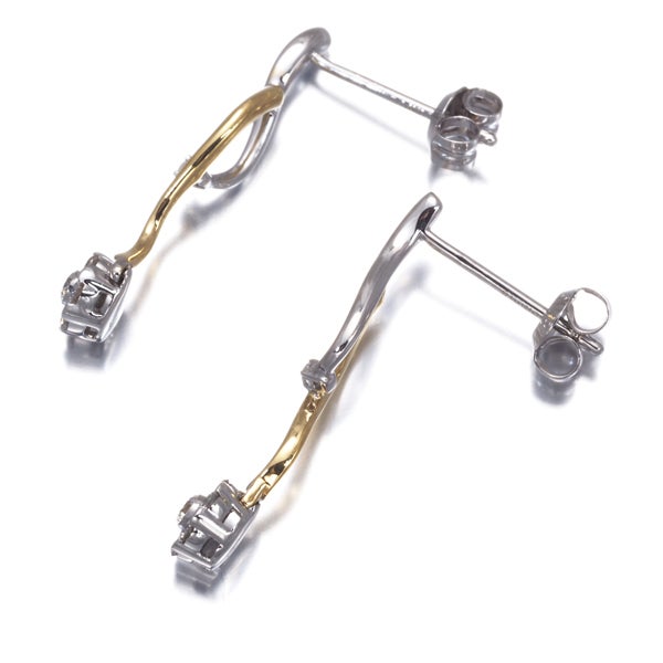 ダイヤ 0.14ct/0.14ct フラワー 揺れる  ピアス K18YG/WG 