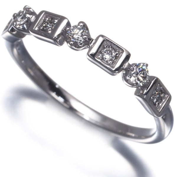 スタージュエリー リング ダイヤ 0.13ct  8号 K18WG 