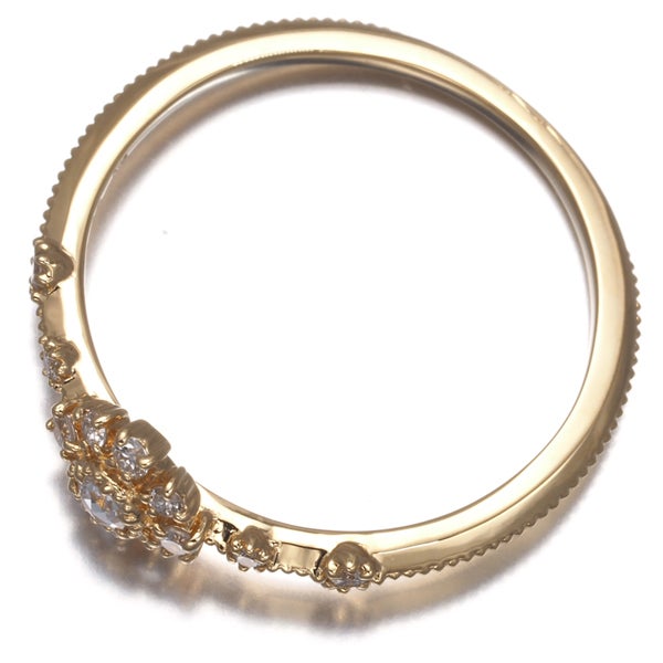 アガット リング ダイヤ 0.10ct  ローズカット フラワー 雪割草 9号 K18YG 