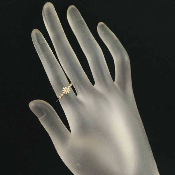 アガット リング ダイヤ 0.10ct  ローズカット フラワー 雪割草 9号 K18YG 