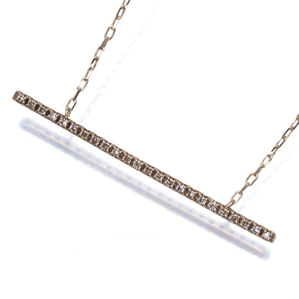 ヒロタカ ネックレス ダイヤ 0.12ct ゴサマー ロングバー K10YG 
