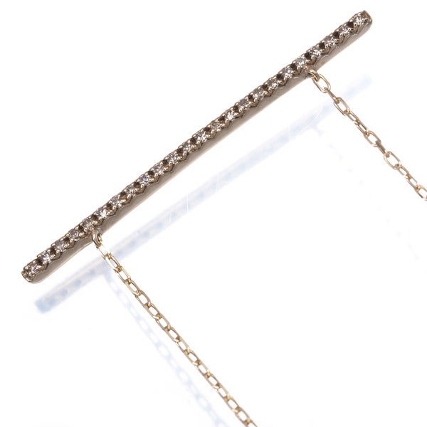 ヒロタカ ネックレス ダイヤ 0.12ct ゴサマー ロングバー K10YG 