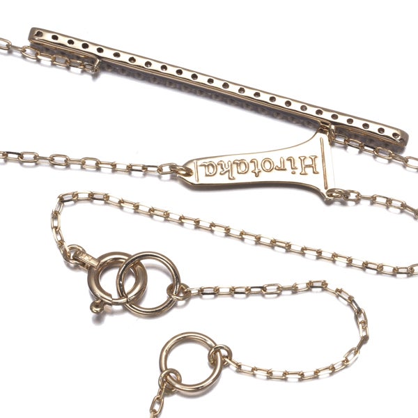 ヒロタカ ネックレス ダイヤ 0.12ct ゴサマー ロングバー K10YG 