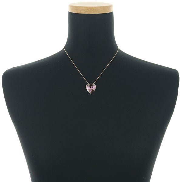 ピンクサファイア  ダイヤ 0.10ct ハート  ネックレス K10PG 