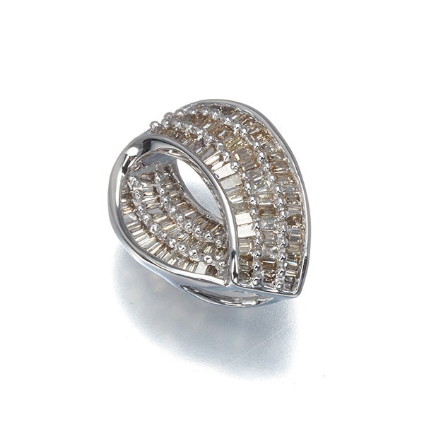 ブラウンダイヤ 0.50ct テーパーカット  ペンダントトップ K18WG 