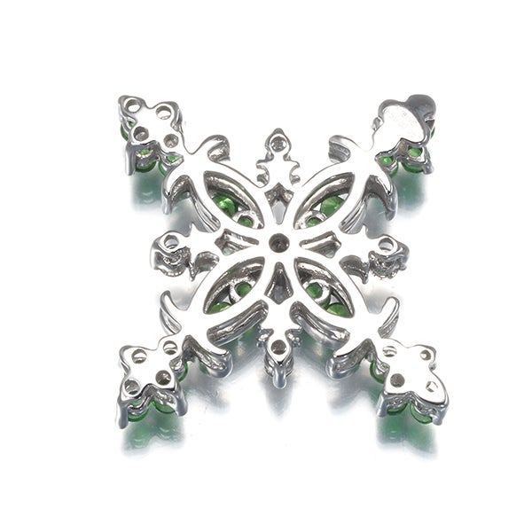 グリーンガーネット 0.50ct  ダイヤ 0.05ct クロス  ペンダントトップ K18WG 