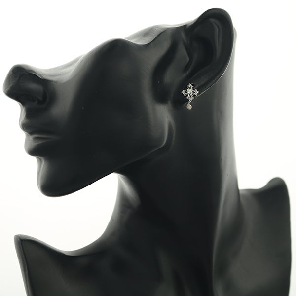 QVC ピアス ダイヤ 0.07ct/0.07ct  クロス K18WG 保証書