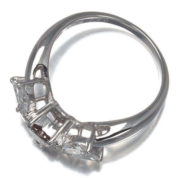 ブラウン＆クリアダイヤ 0.274ct/0.50ct  ハートシェイプ リング Pt900 