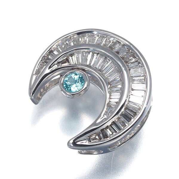 QVC ペンダントトップ パライバトルマリン 0.05ct ダイヤ 0.25ct  ムーン K18WG 保