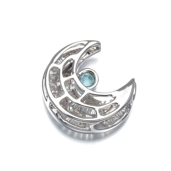QVC ペンダントトップ パライバトルマリン 0.05ct ダイヤ 0.25ct  ムーン K18WG 保