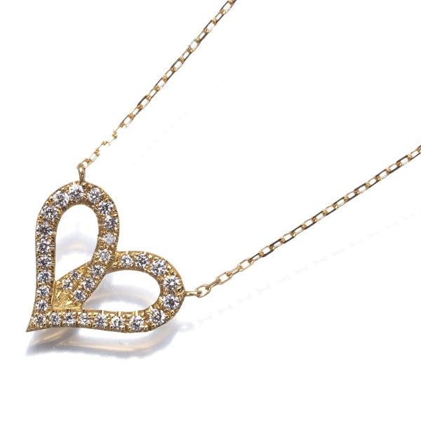 アーカー ネックレス ダイヤ 0.16ct フィルージュハート ミディ フル K18YG 箱