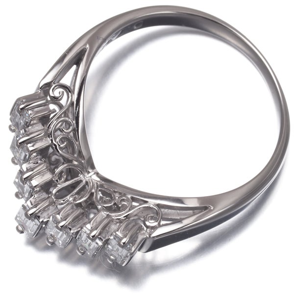 タサキ リング ダイヤ 0.73ct  バゲットカット V字 クラシック 12号 Pt900 