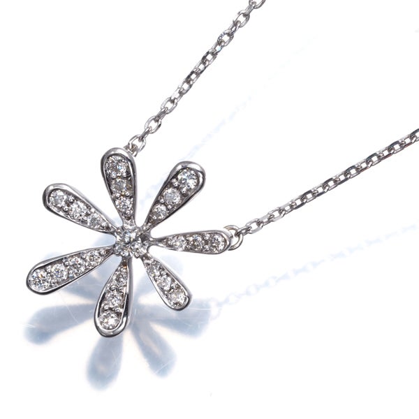 ヴァンドーム ネックレス ダイヤ 0.12ct  フラワー K18WG 