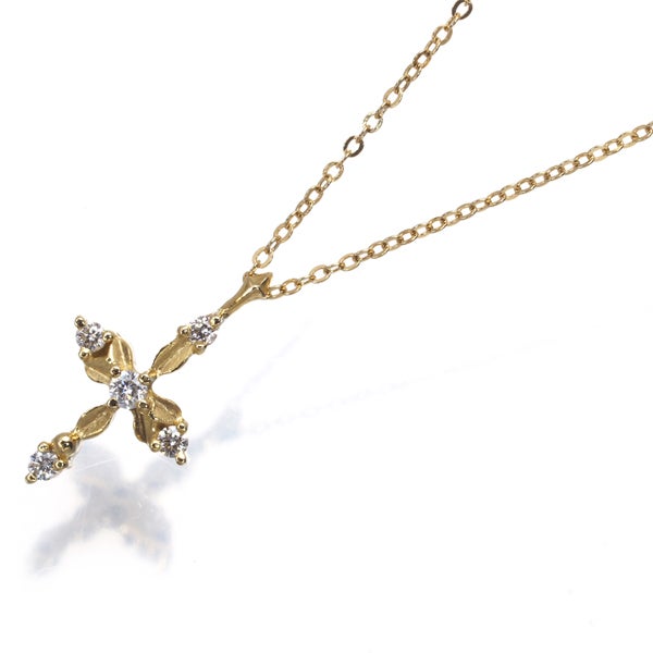 アーカー ネックレス ダイヤ 0.05ct  クロス K18YG 