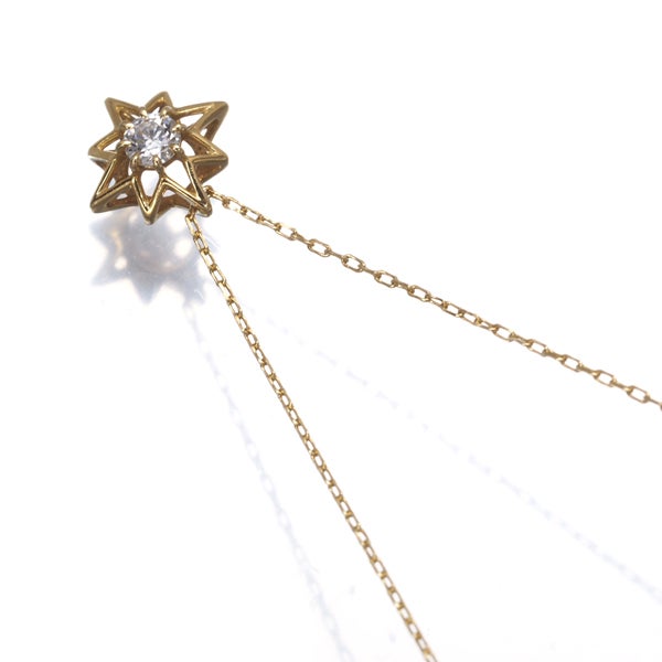 アーカー ネックレス ダイヤ 0.05ct プチクレトワール 一粒 K18YG 