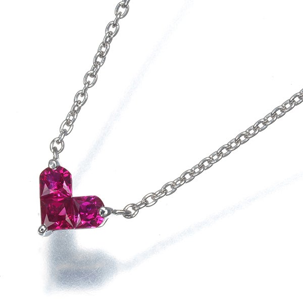 スタージュエリー ネックレス ルビー 0.25ct ミステリアスハート  K18WG 