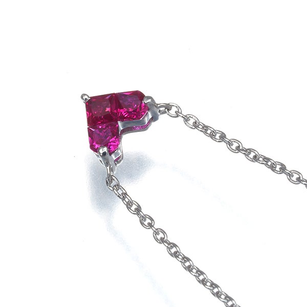 スタージュエリー ネックレス ルビー 0.25ct ミステリアスハート  K18WG 
