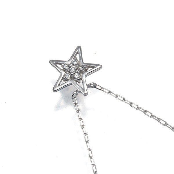 スタージュエリー ネックレス ダイヤ 0.02ct  スター K18WG 