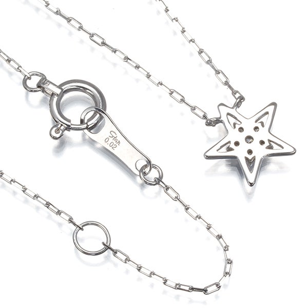 スタージュエリー ネックレス ダイヤ 0.02ct  スター K18WG 