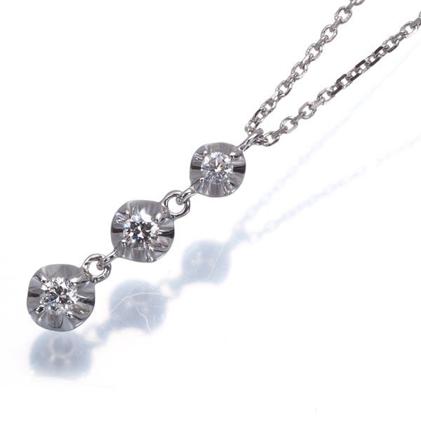 ヴァンドーム ネックレス ダイヤ 0.12ct  3P K18WG 