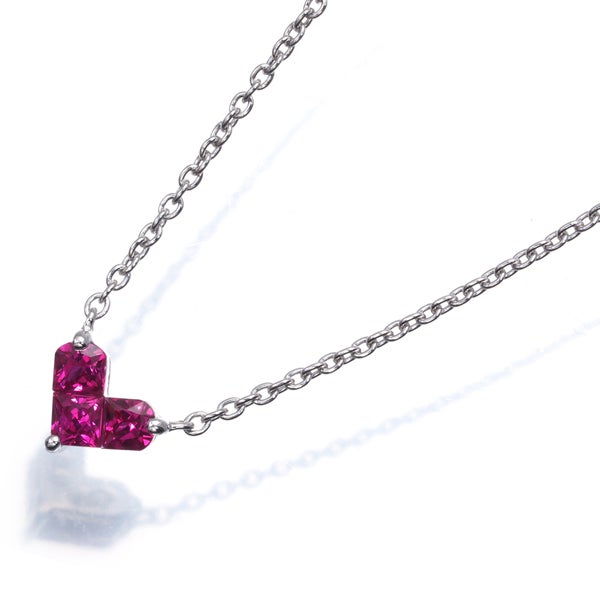 スタージュエリー ネックレス ルビー 0.25ct ミステリアスハート Mサイズ K18WG 
