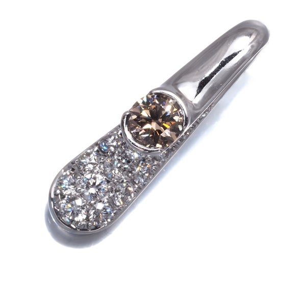 カシケイ ペンダントトップ ブラウン＆クリアダイヤ 0.30ct/0.50ct  パヴェ Pt900 