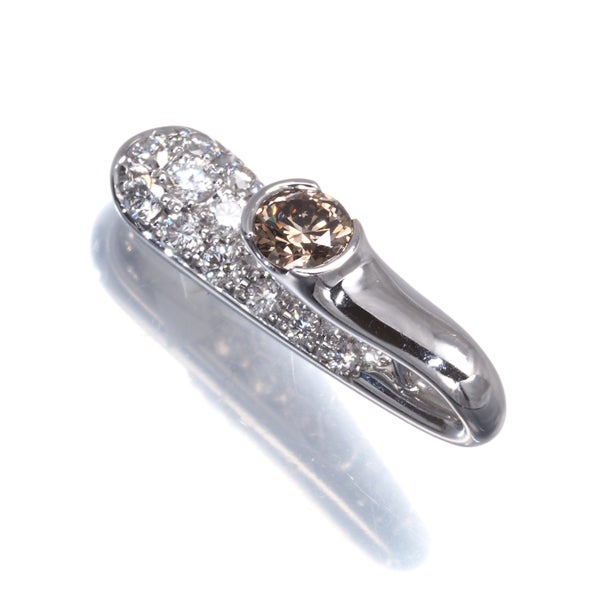 カシケイ ペンダントトップ ブラウン＆クリアダイヤ 0.30ct/0.50ct  パヴェ Pt900 