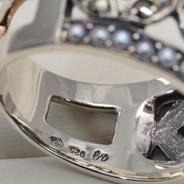 碌山 リング ケシパール 淡水真珠 1.8mm マーカサイト  11号 シルバー925 保証書