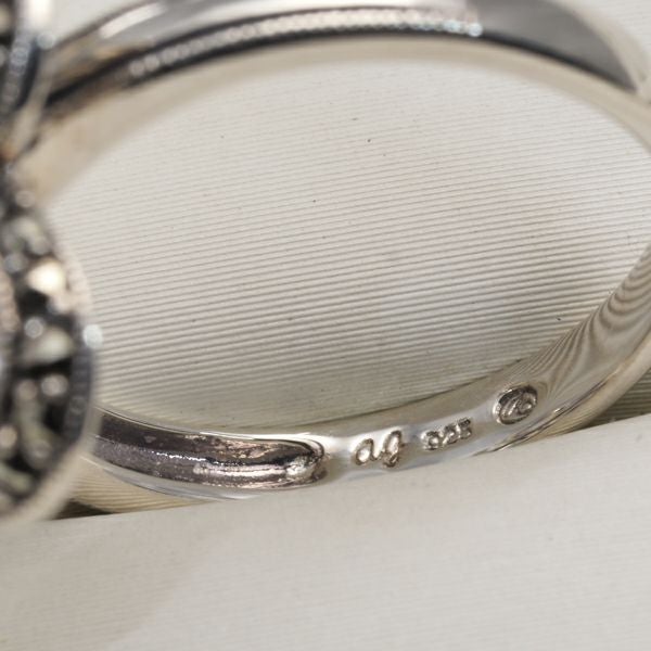 碌山 リング ベビーパール 真珠 8.4mm/1.5mm マーカサイト フラワー 11号 シルバー925 