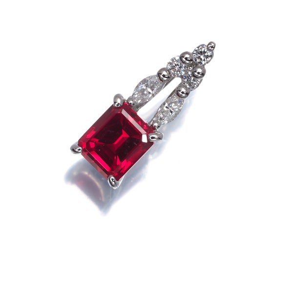 クレサンベール ペンダントトップ 再結晶ルビー 0.92ct  ダイヤ 0.13ct   Pt950 