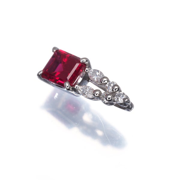 クレサンベール ペンダントトップ 再結晶ルビー 0.92ct  ダイヤ 0.13ct   Pt950 