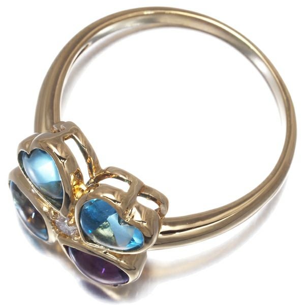 イヴサンローラン リング アメジスト トパーズ  ダイヤ 0.05ct  クローバー 16号 K18YG 